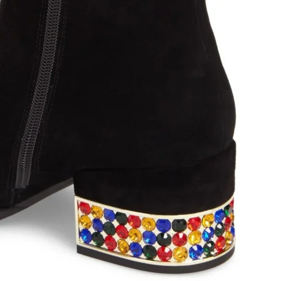 Jeffrey Campbell New OASIS Jewel HEEL Boot BLACK Suede NIB CHIC Womens πHP - Picture 7 of 17